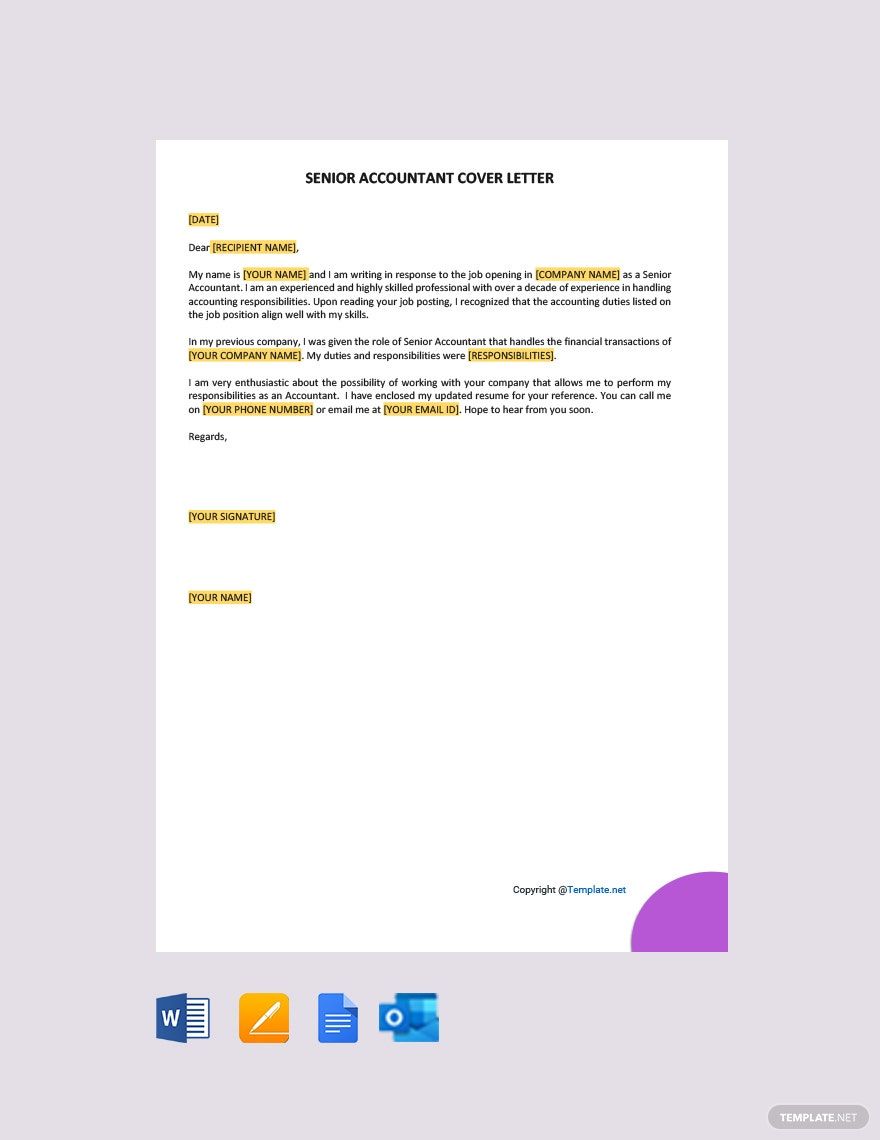 Staff Accountant Cover Letter in Word, Google Docs, Pages, Outlook - Download | Template.net