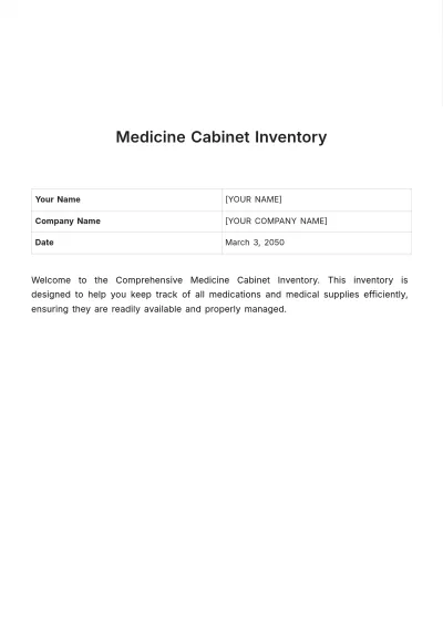 Free Medicine Cabinet Inventory Template to Edit Online