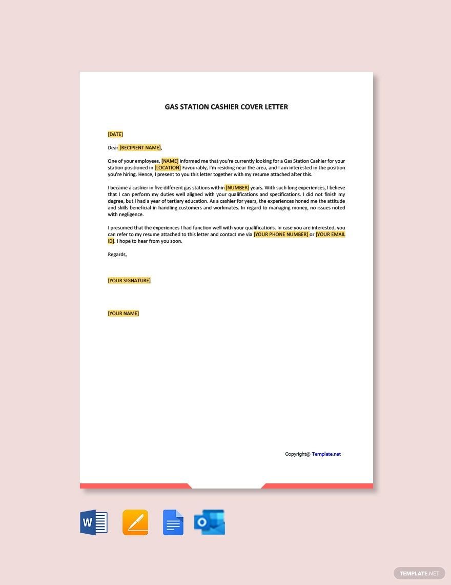 Gas Station Cashier Cover Letter Template
