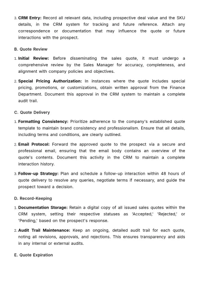 Free Sales Quote Policy & Procedure Template to Edit Online