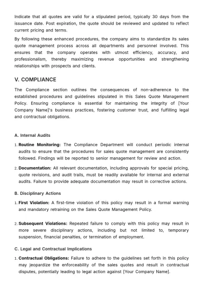 Free Sales Quote Policy & Procedure Template to Edit Online