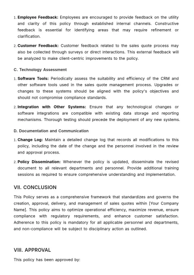 Free Sales Quote Policy & Procedure Template to Edit Online