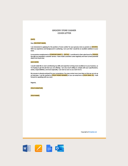 cover letter sample for grocery store