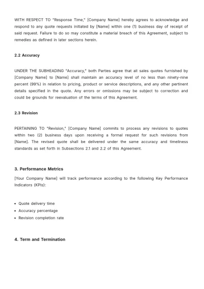Free Sales B2B Quote SLA Template to Edit Online