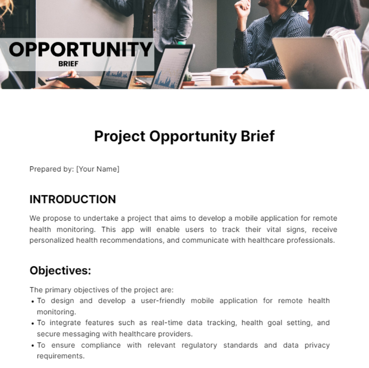 Opportunity Brief Template - Edit Online & Download