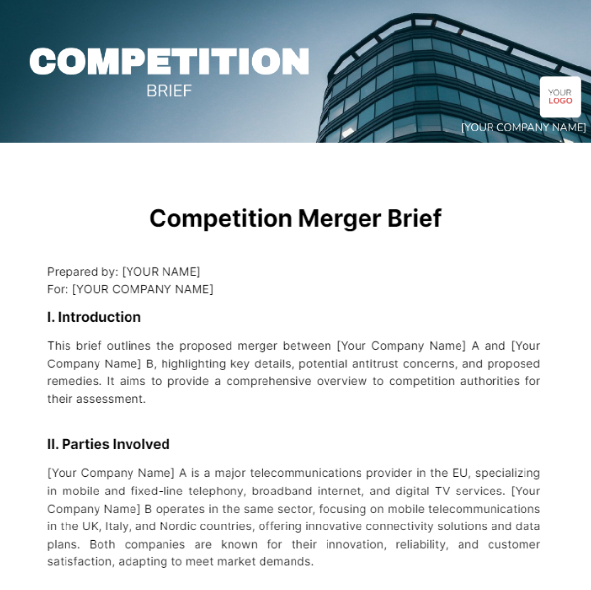 Competition Merger Brief Template