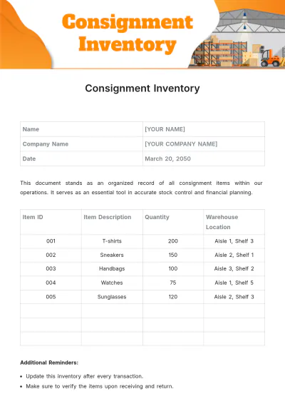 Free cosignment inventory Template to Edit Online