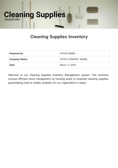 Free Cleaning Supplies Inventory Template to Edit Online