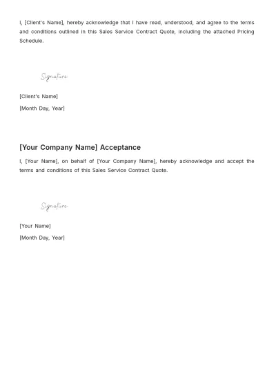 Free Sales Service Contract Quote Template to Edit Online