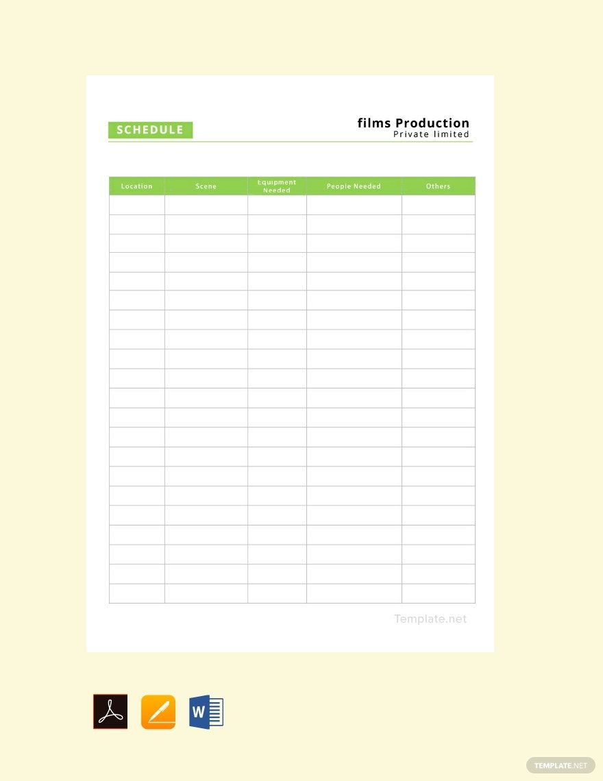 Film Production Schedule Template