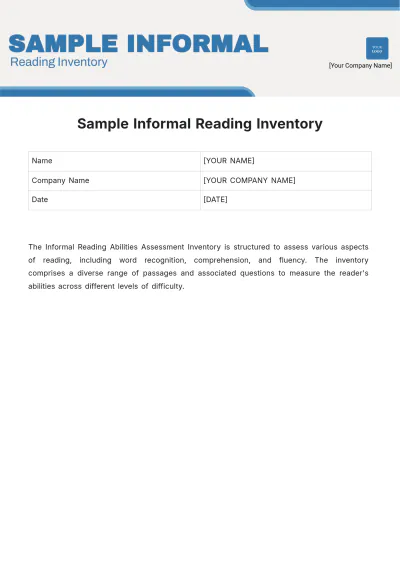 Free Sample Informal Reading Inventory Template to Edit Online