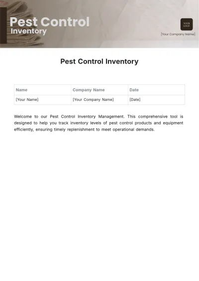 Free Pest Control Inventory Template to Edit Online