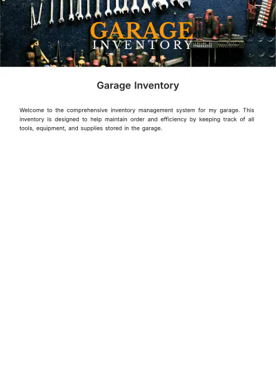 Free Garage Inventory Template to Edit Online