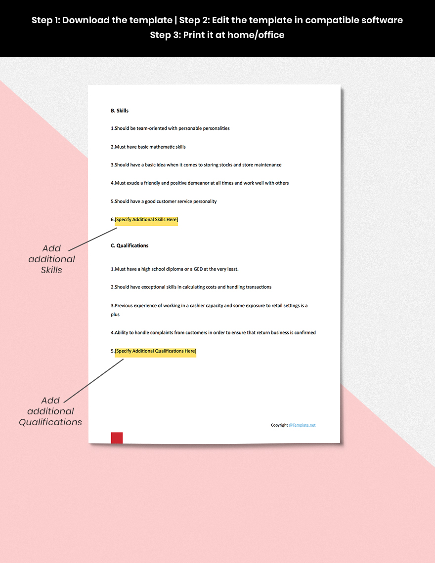 Free Target Cashier Job Ad And Description Template Google Docs Word Apple Pages PDF 