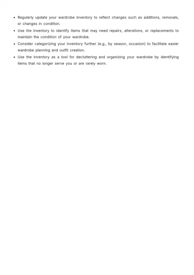 Free Wardrobe Inventory Template to Edit Online