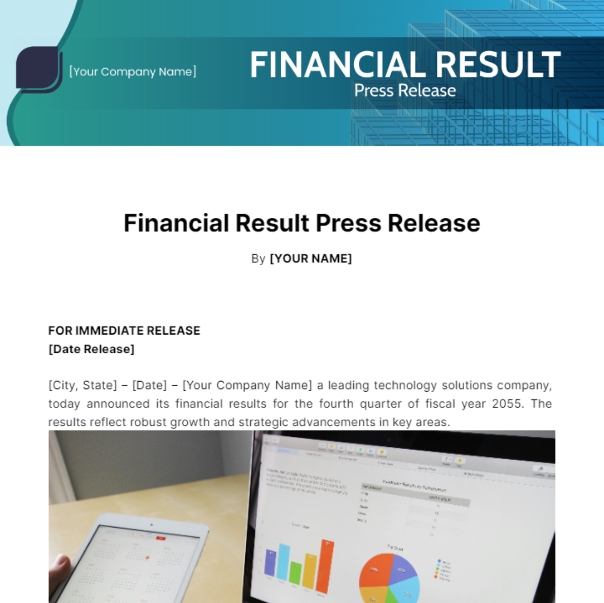 Financial Results Press Release Template