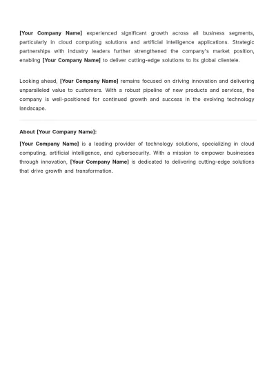 Free Financial Results Press Release Template to Edit Online