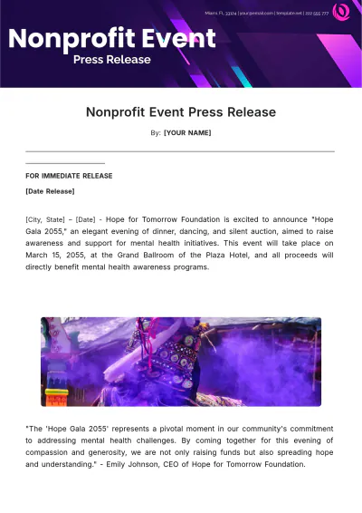 Free Nonprofit Event Press Release Template to Edit Online