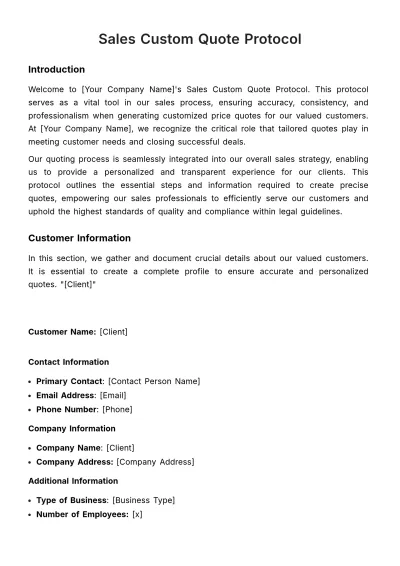 Free Sales Custom Quote Protocol Template to Edit Online