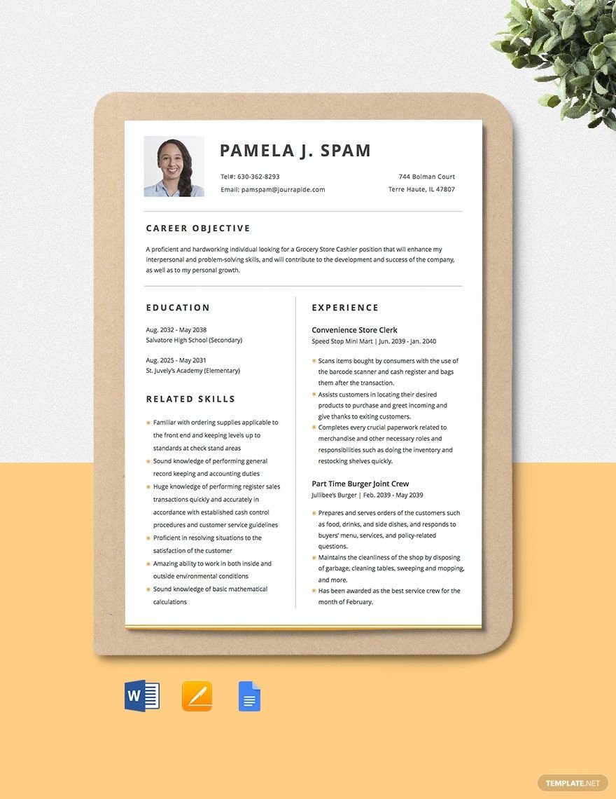 Grocery Store Cashier Resume