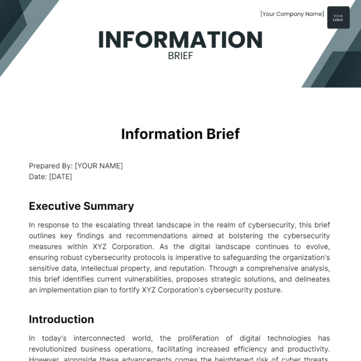 Free Information Brief Template