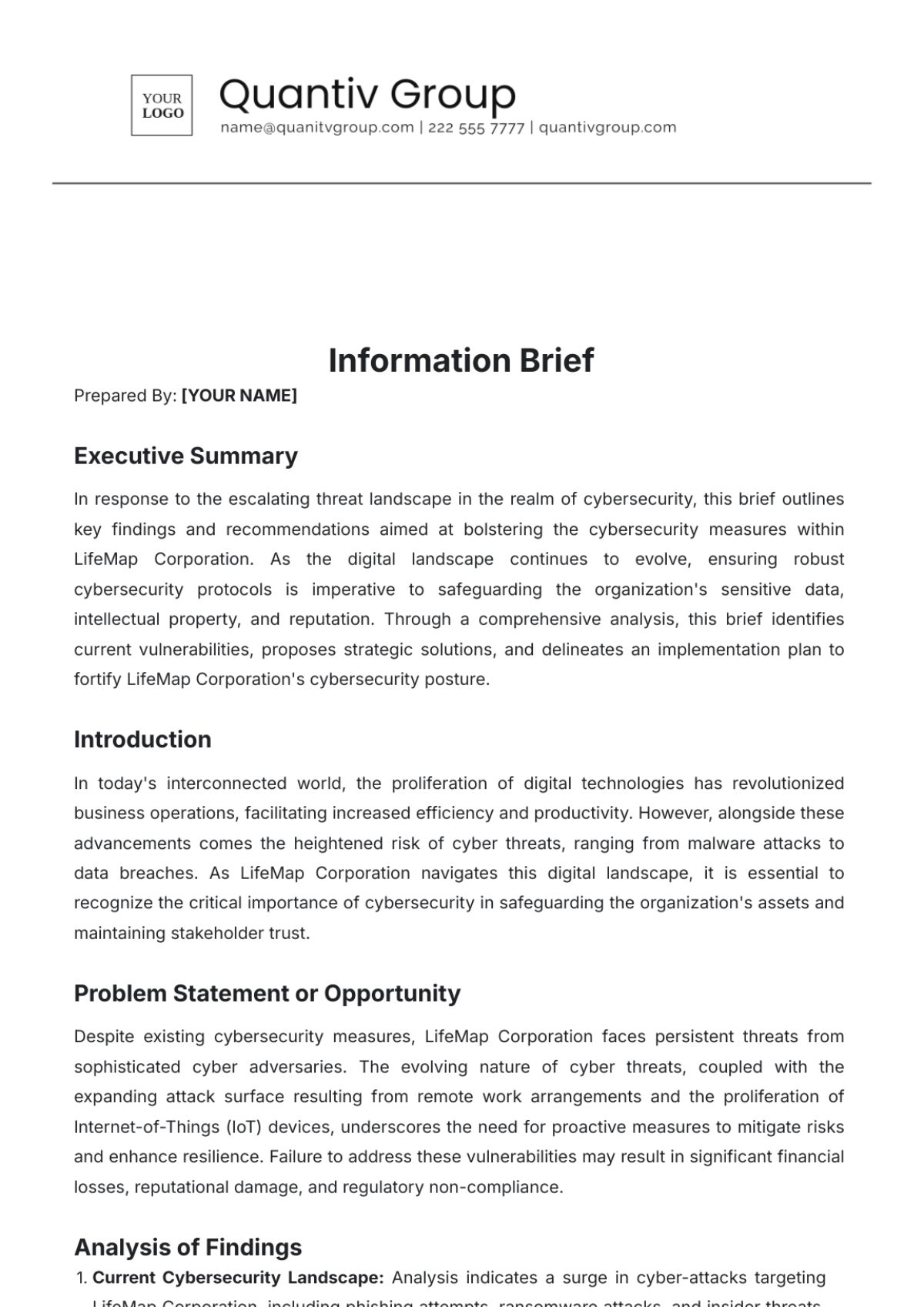 Information Brief Template