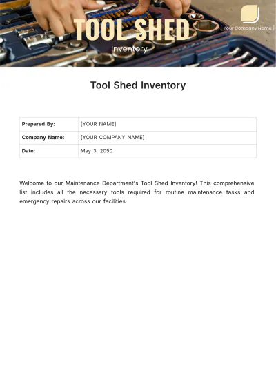 Free Tool Shed Inventory Template to Edit Online