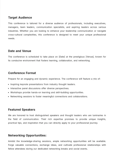 Free Conference Brief Template to Edit Online