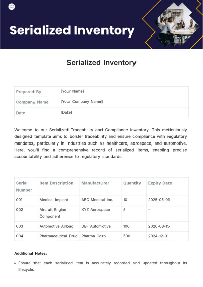 Free Serialized Inventory Template to Edit Online