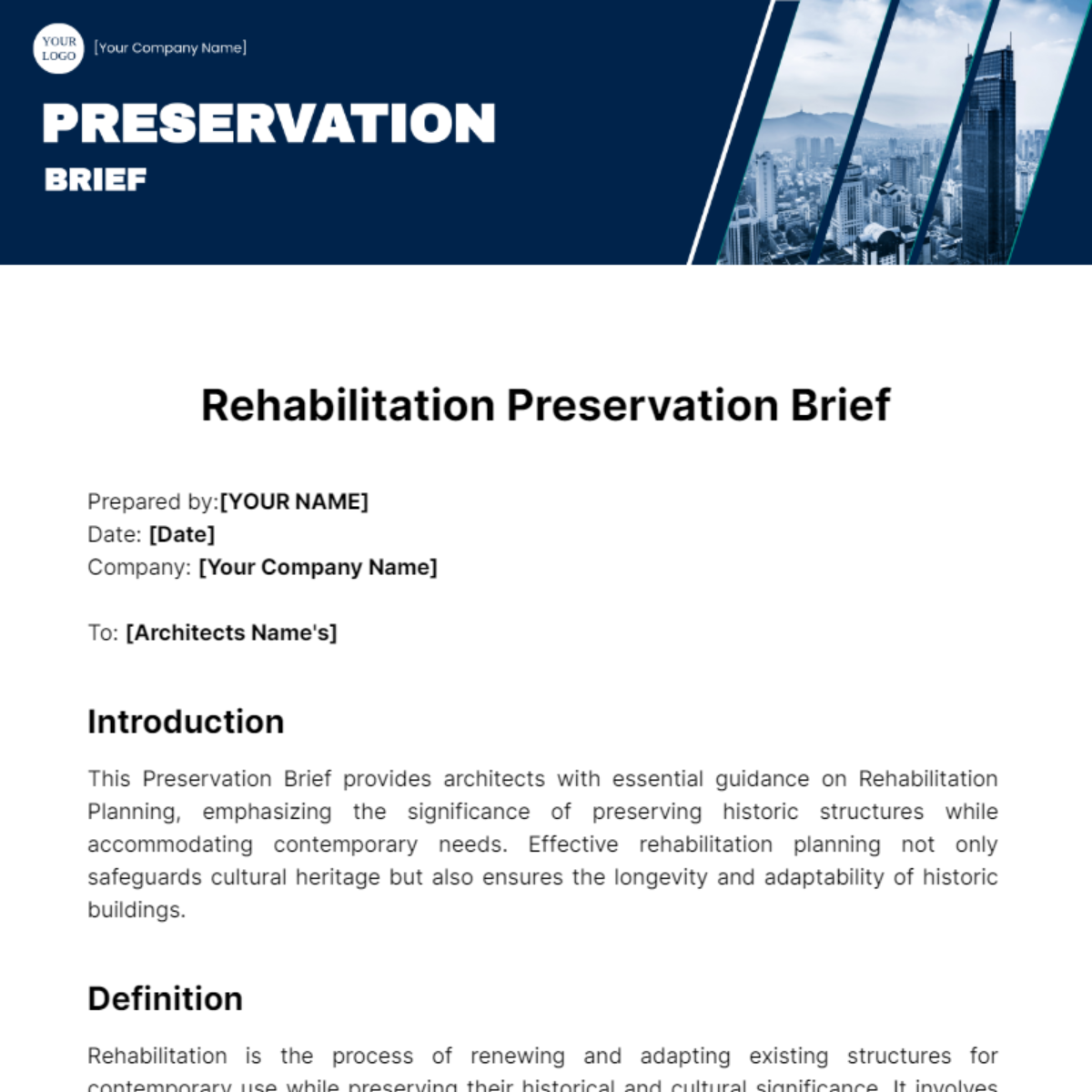 Preservation Brief Template - Edit Online & Download