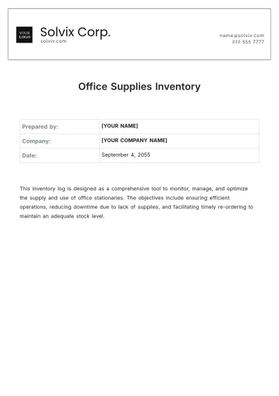 Free Aesthetic Office Supplies Inventory Template to Edit Online