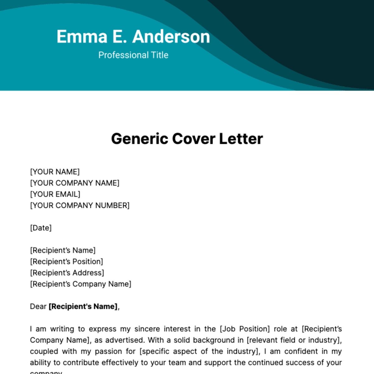 Generic Cover Letter Template