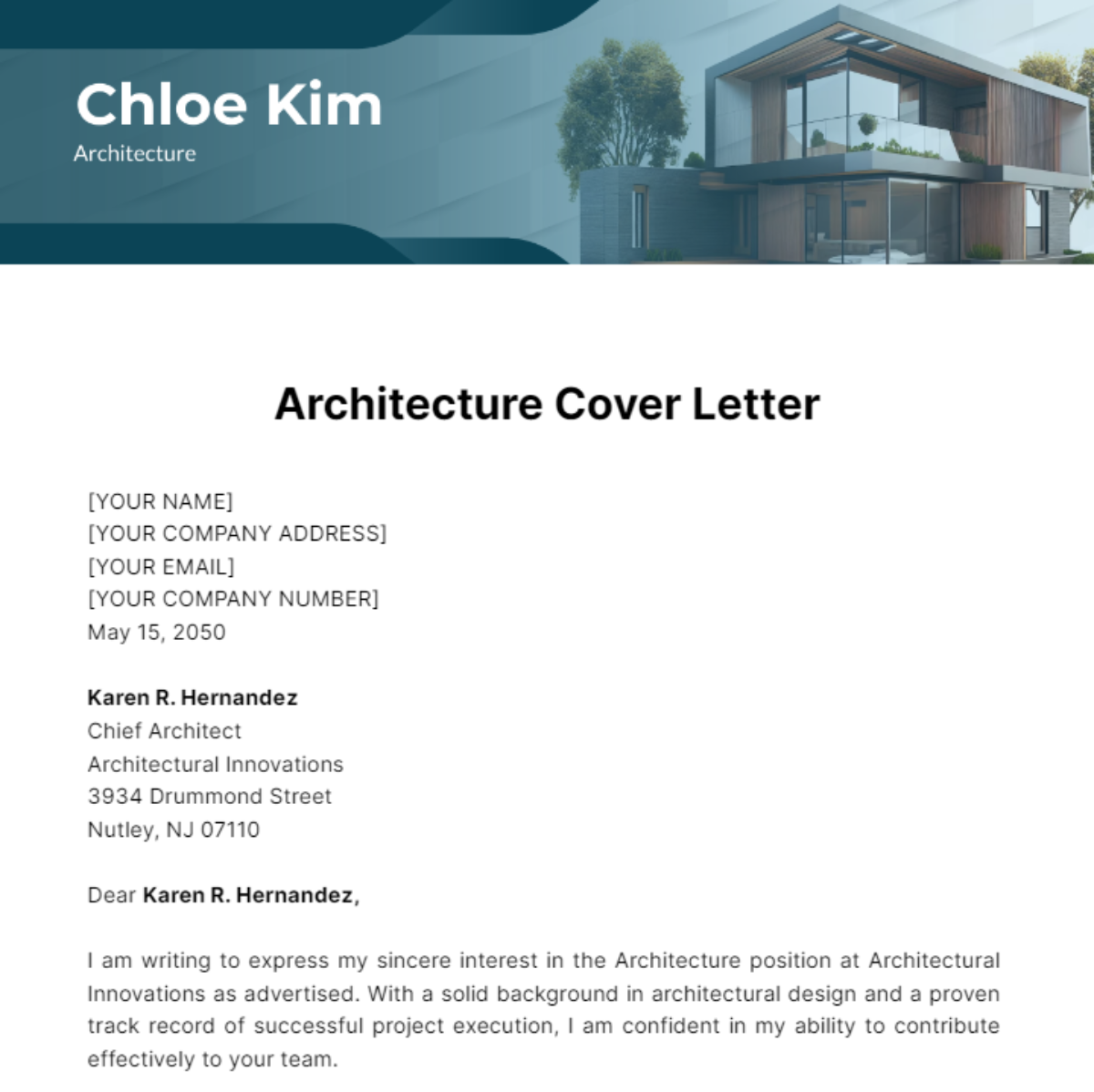 Architecture Cover Letter Template