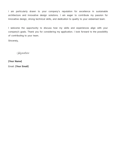 Free Architecture Cover Letter to Edit Online