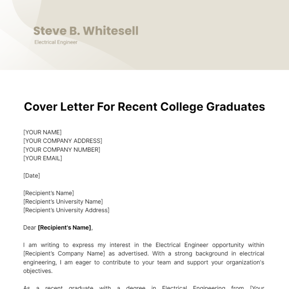 Free Cover Letter For Recent College Graduates Template