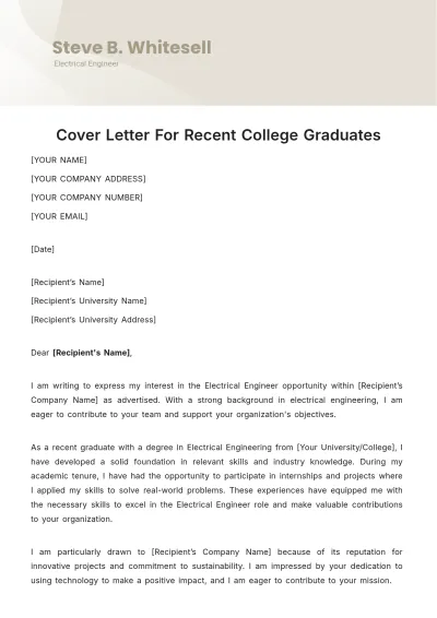Free Cover Letter For Recent College Graduates Template to Edit Online
