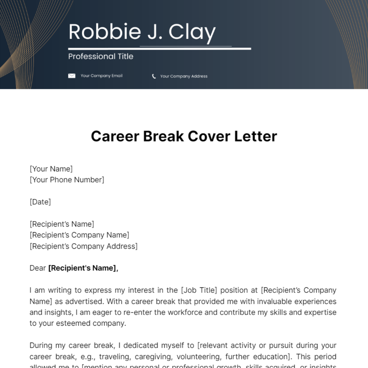 Free Career Break Cover Letter Template