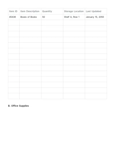 Free Storage Inventory Template to Edit Online