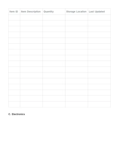 Free Storage Inventory Template to Edit Online