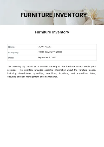 Free Furniture Inventory Template to Edit Online