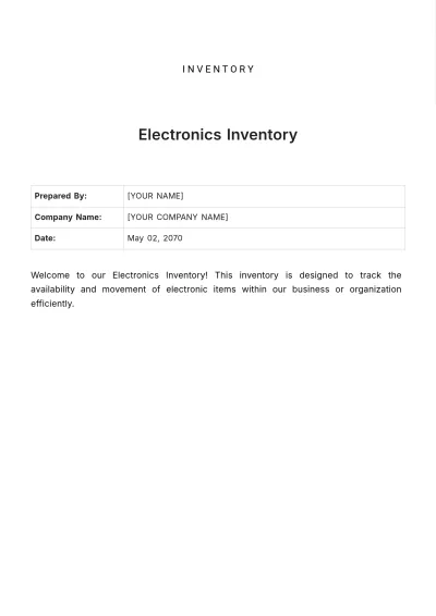 Free Electronics Inventory Template to Edit Online
