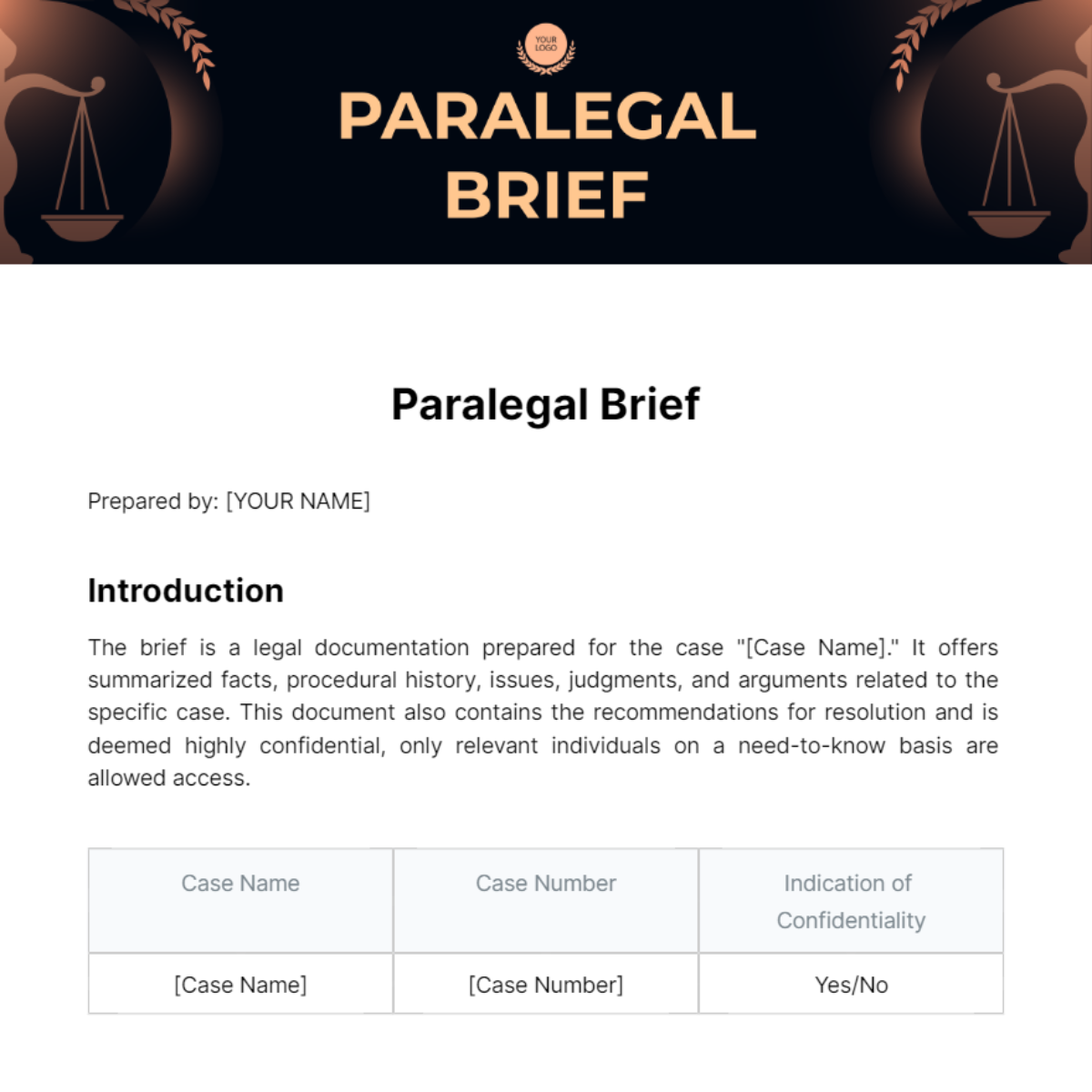 Paralegal Brief Template - Edit Online & Download