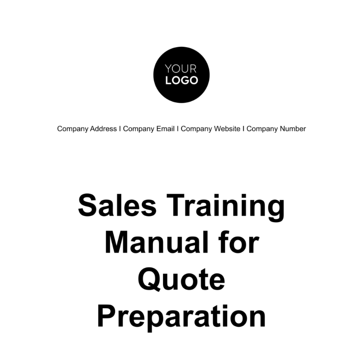 Sales Training Manual for Quote Preparation Template