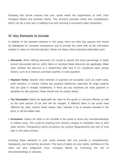 Free Sales Training Manual for Quote Preparation Template to Edit Online