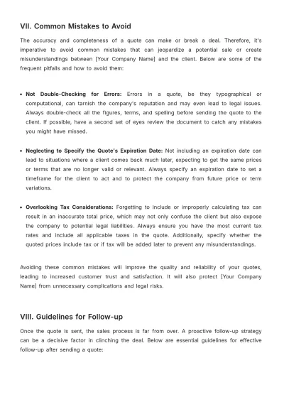 Free Sales Training Manual for Quote Preparation Template to Edit Online
