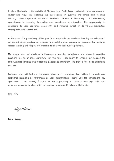 Free Assistant Professor Cover Letter Template to Edit Online