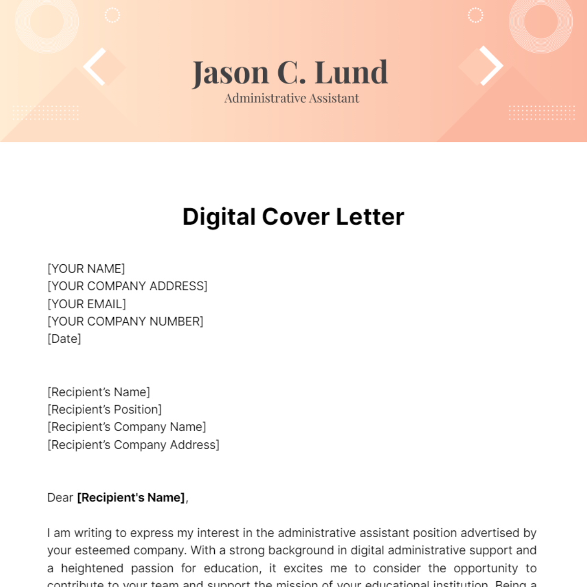 Free Digital Cover Letter Template