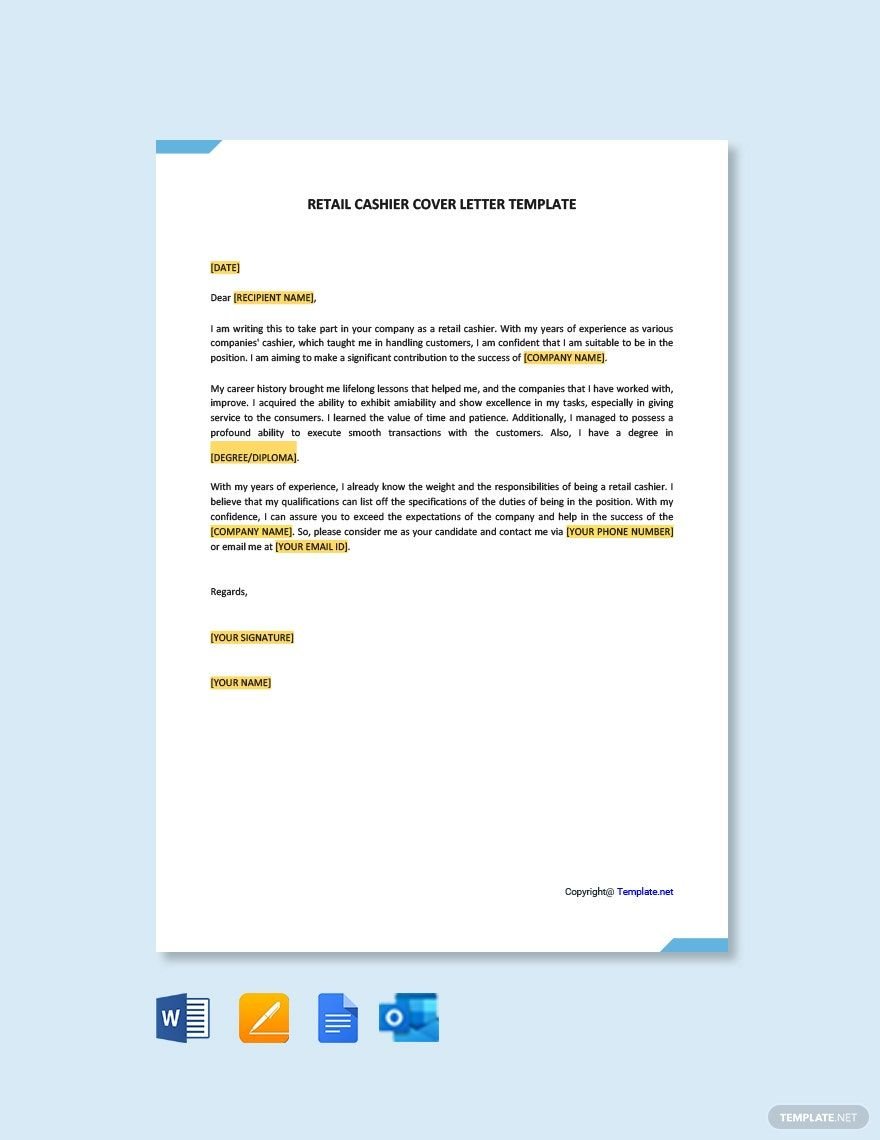 Retail Cashier Cover Letter Template