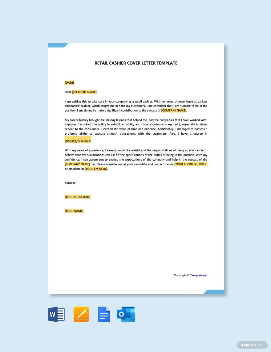 Cashier Cover Letter Templates In Word FREE Download Template