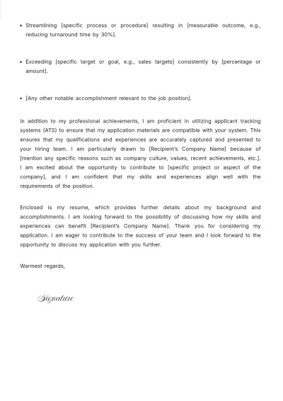 Free Applicant Tracking System (ATS) Cover Letter Template to Edit Online